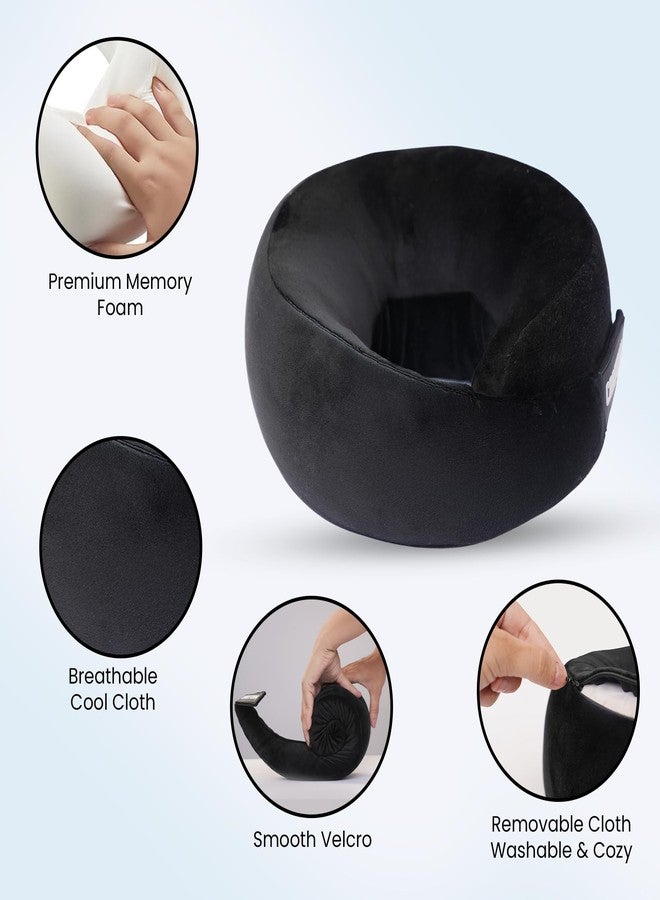 CareFoam وسادة كير فوم للسفر | وسادة رقبة فاخرة من إسفنج الذاكرة للسفر بالطائرة والنوم في السيارة | مسند رأس قابل للتعديل، وسادة سفر لدعم الرقبة أثناء النوم - Image 2